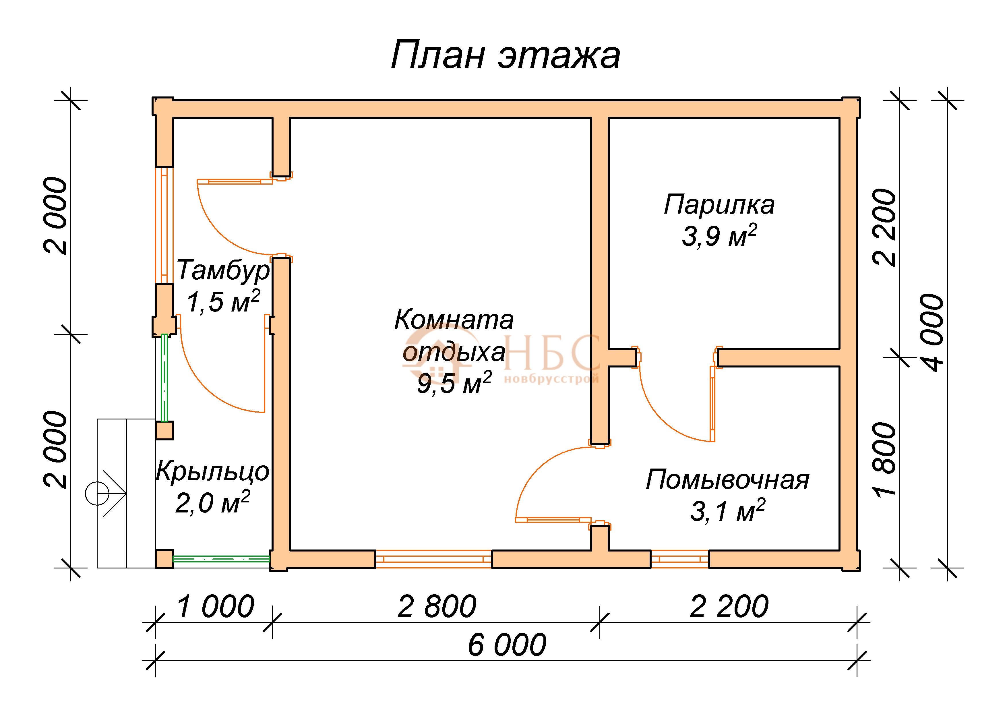 Сауна в доме из бруса чертеж