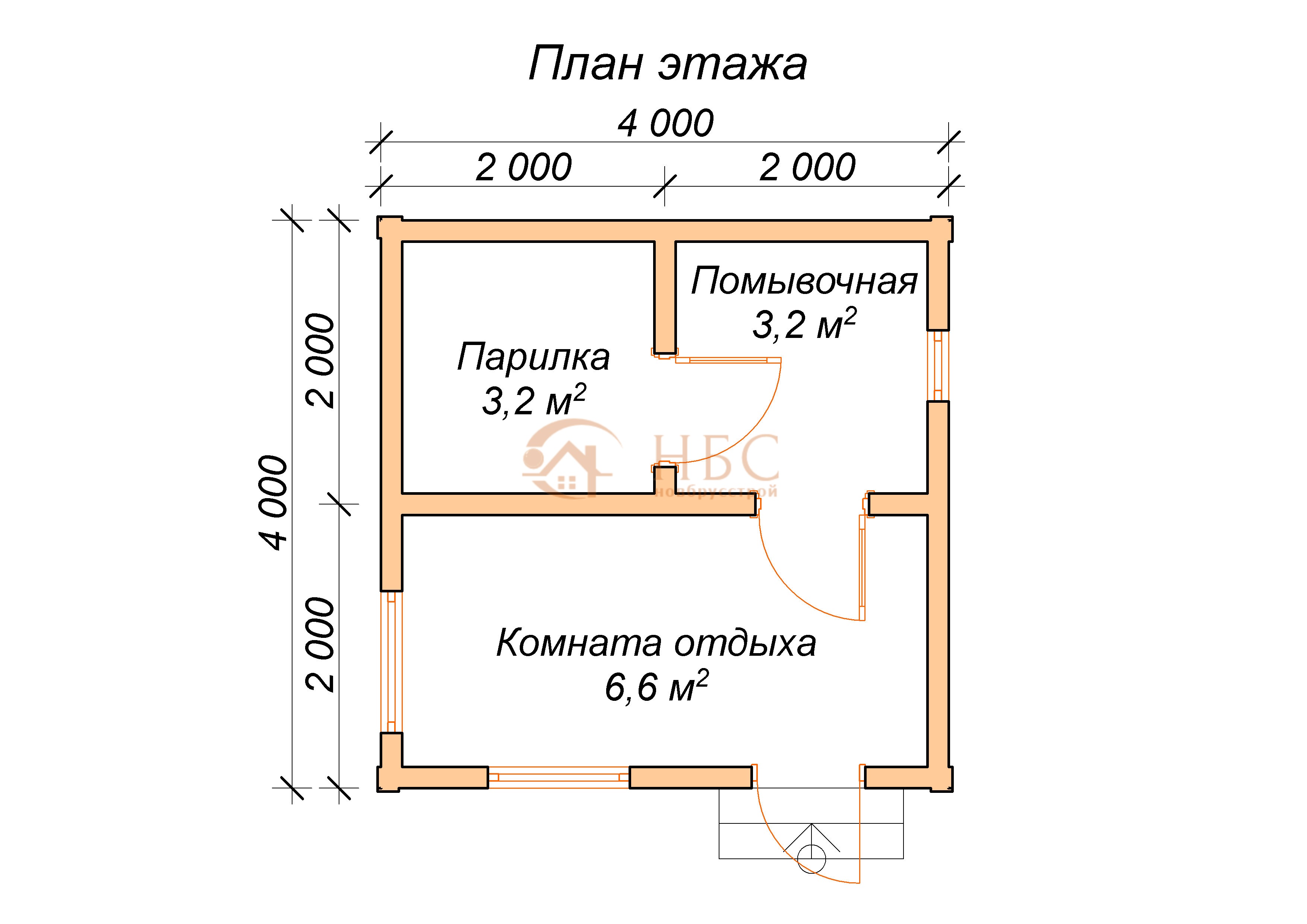 Проект бани 5 на 4 из бруса